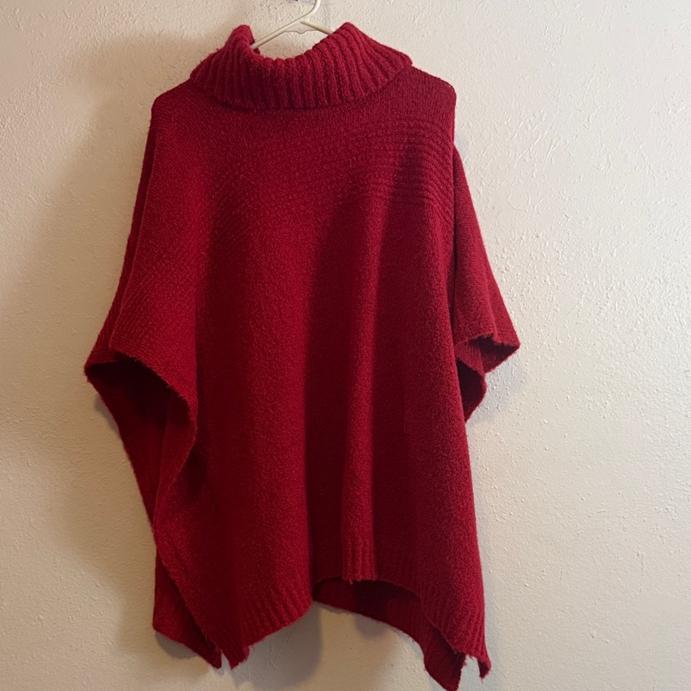 Chico's Vibrant Red Knit Poncho